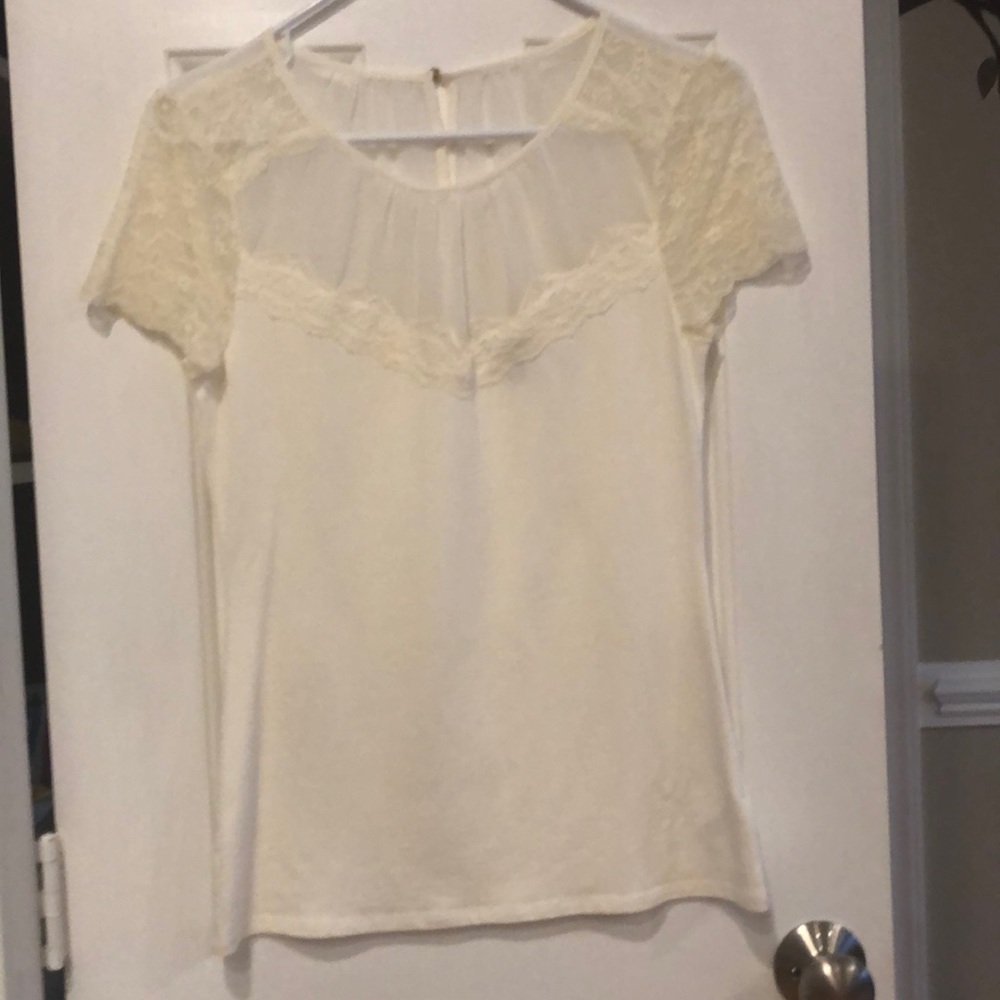 Small Cream Lace Top from Express